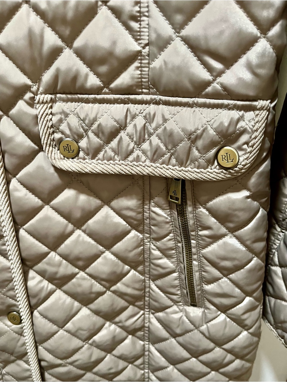 NWT Polo Ralph Lauren Womens Jacket Coat Beige S Quilted Faux Fur Lined - Picture 6 of 16